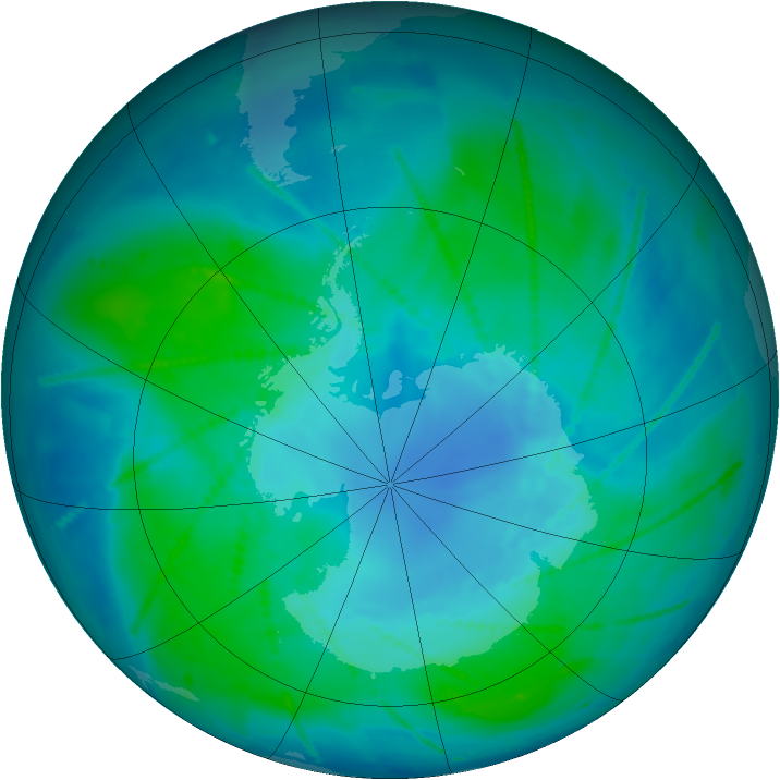Antarctic ozone map for 09 February 2011